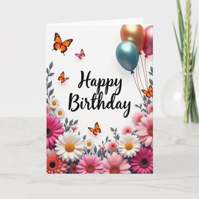 Carte d'anniversaire aux Gerbera Daisies (Devant)