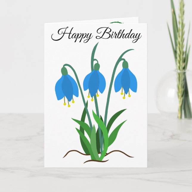 Carte d'anniversaire aux jacinthes des bois (Devant)