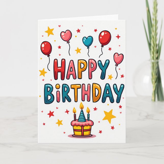 Carte d'anniversaire aux lettres enjouées (Devant)