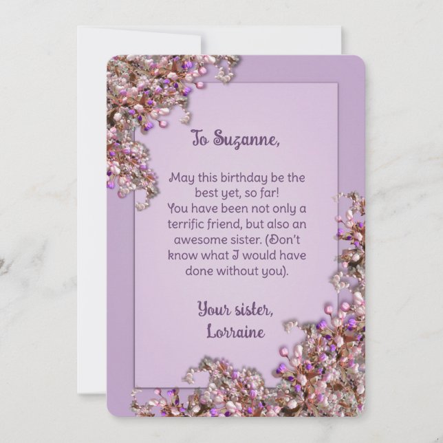 Carte d'anniversaire aux lilas roses de printemps  (Devant)