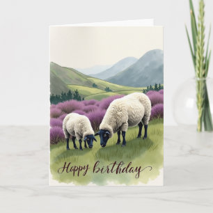 Carte d'anniversaire aux moutons doux