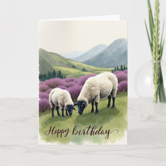 Carte d'anniversaire aux moutons doux (Devant)