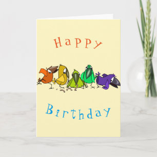 Carte d'anniversaire aux oiseaux amusants