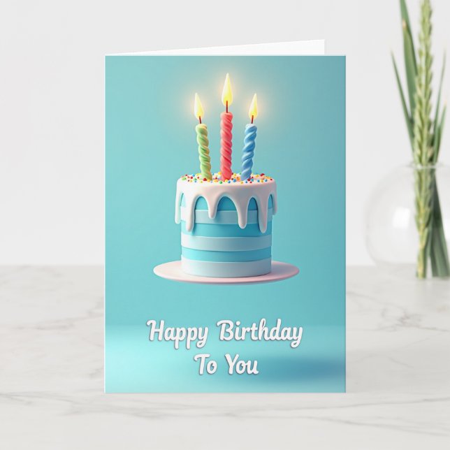 Carte d'anniversaire aux paillettes bleues (Devant)