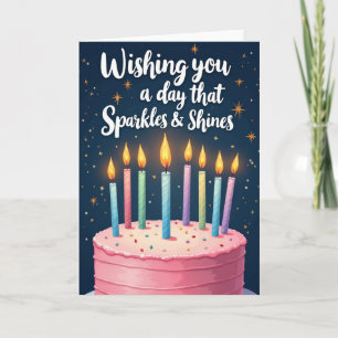 Carte d'anniversaire aux paillettes roses