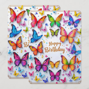 Carte d'anniversaire aux papillons vibrants
