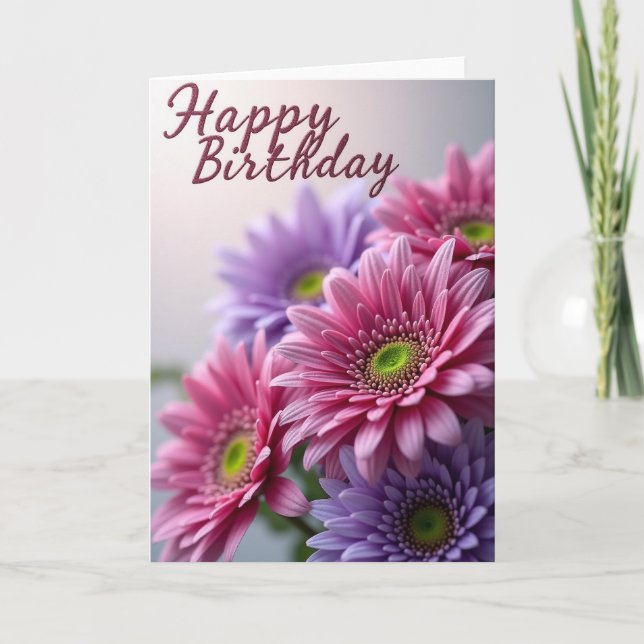 Carte d'anniversaire aux pétales de lavande (Devant)