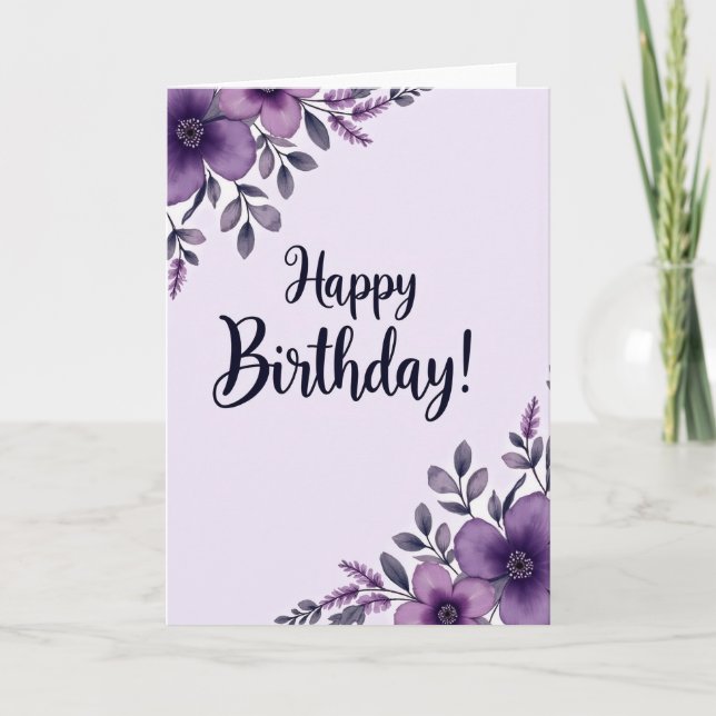 Carte d'anniversaire aux pétales de lilas (Devant)