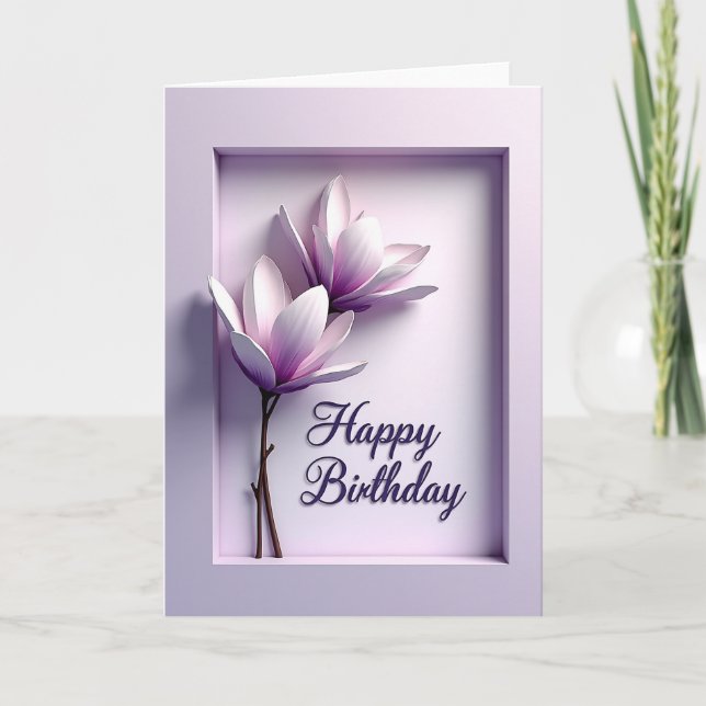 Carte d'anniversaire aux Pétales Sculptés (Devant)