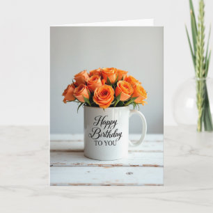 Carte d'anniversaire aux roses orange