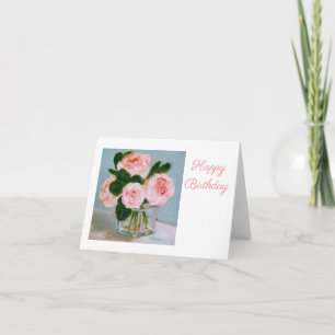 Carte d'anniversaire aux roses roses