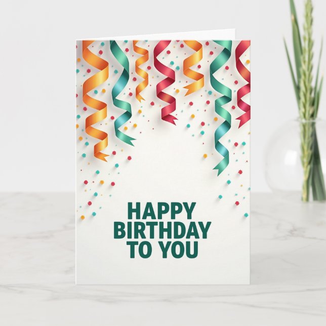 Carte d'anniversaire aux rubans doux (Devant)