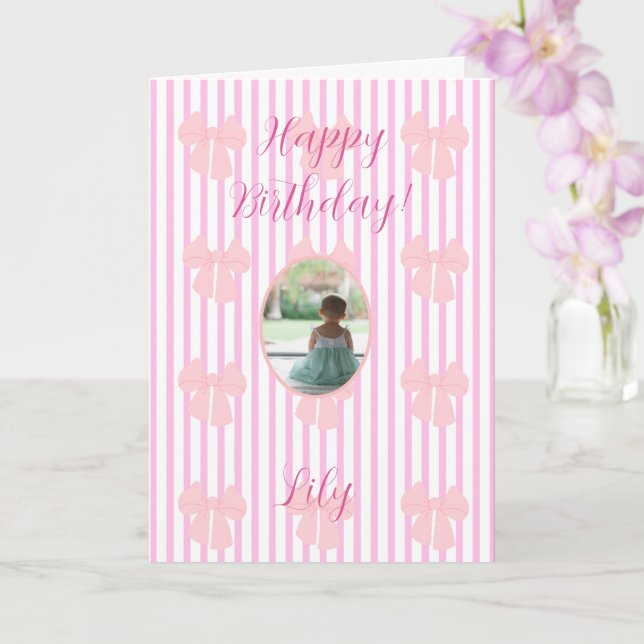 carte d'anniversaire aux rubans roses (Orchidée)