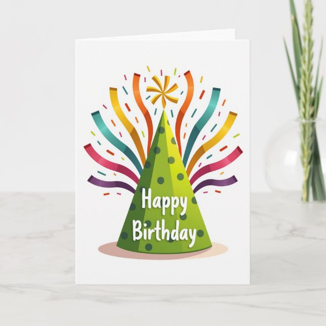 Carte d'anniversaire aux rubans vibrants (Devant)