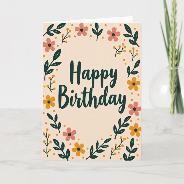Carte d'anniversaire aux teintes de pêche (Devant)