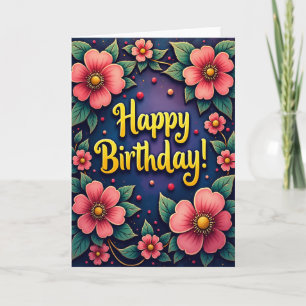 Carte d'anniversaire aux teintes de rose