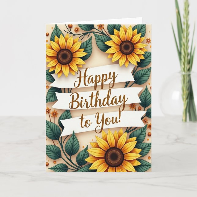 Carte d'anniversaire aux tons terreux (Devant)