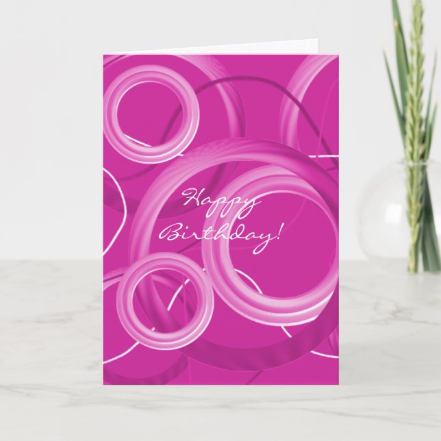 Carte d'anniversaire aux tourbillons roses moderne (Devant)