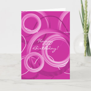 Carte d'anniversaire aux tourbillons roses moderne