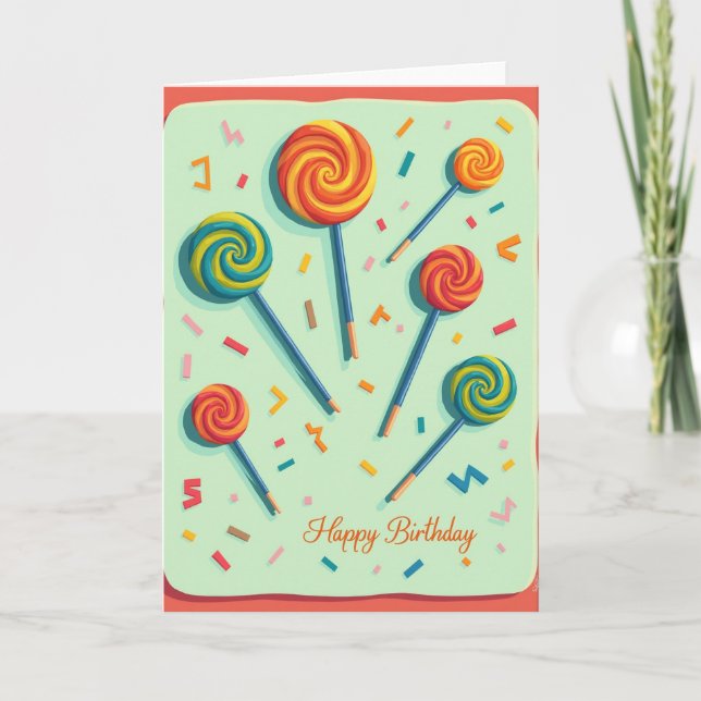 Carte d'anniversaire aux tourbillons sucrés (Devant)