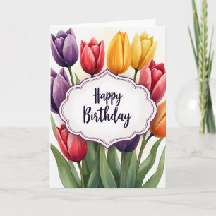 Carte d'anniversaire aux tulipes de printemps