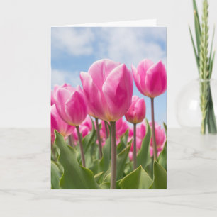 CARTE D'ANNIVERSAIRE AUX TULIPES ROSES
