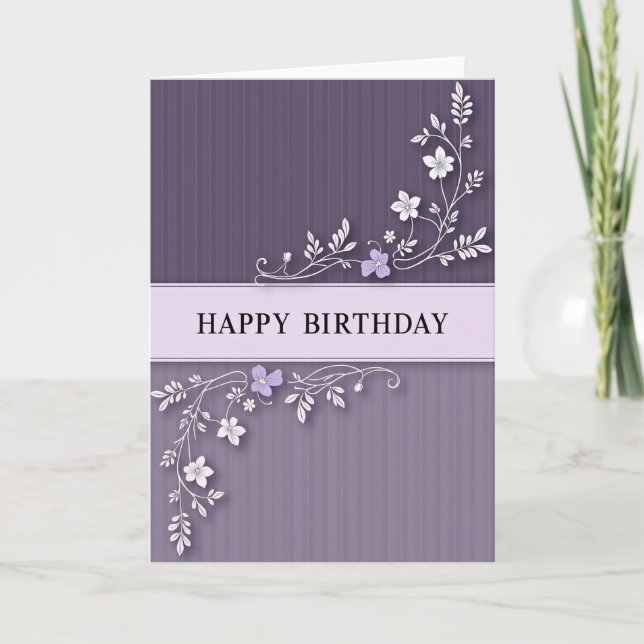 Carte d'anniversaire aux vignes florales douces (Devant)