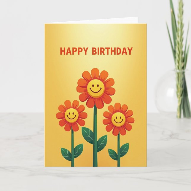 Carte d'anniversaire aux visages floraux (Devant)