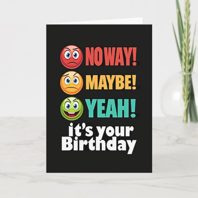 Carte d'anniversaire aux visages joyeux (Devant)