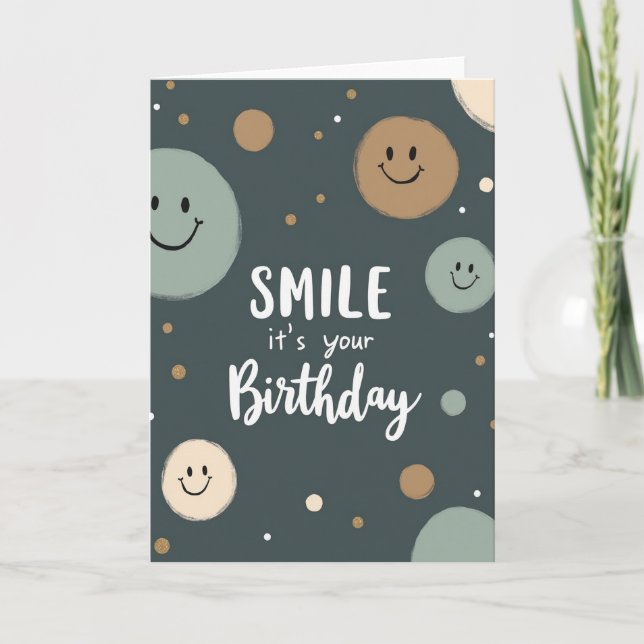 Carte d'anniversaire aux visages souriants (Devant)