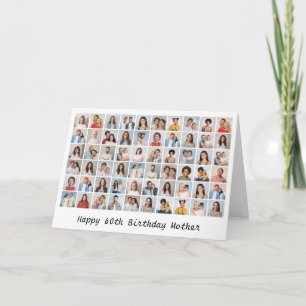 Carte d'anniversaire avec 60 photos collage et nom