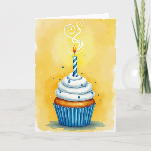 Carte d'anniversaire avec accent de saphir (Devant)