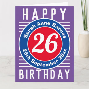 Carte d'anniversaire avec âge, nom et date