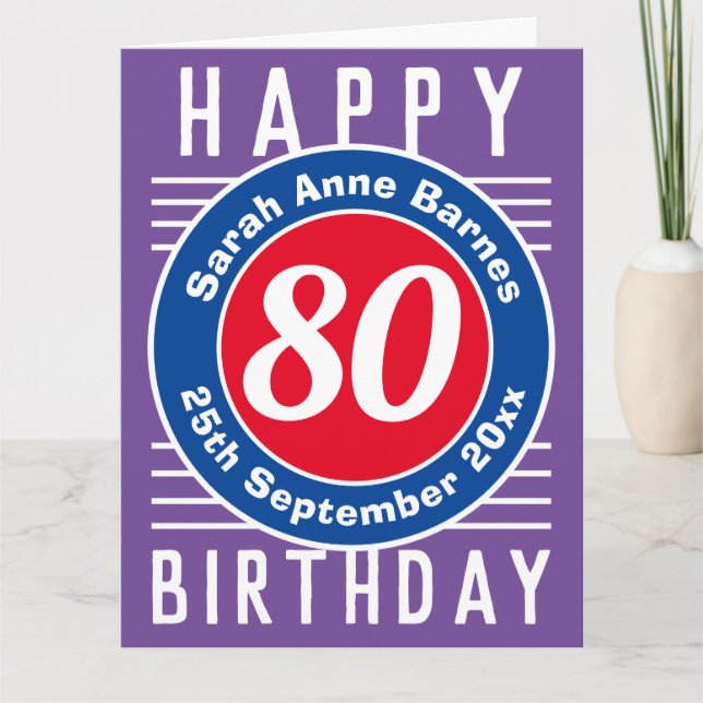 Carte d'anniversaire avec âge, nom et date (Devant)