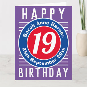 Carte d'anniversaire avec âge, nom et date