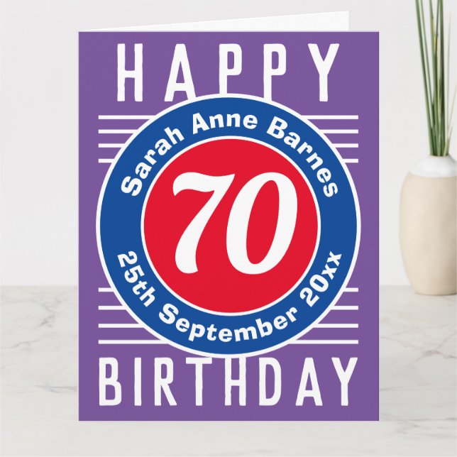 Carte d'anniversaire avec âge, nom et date (Devant)