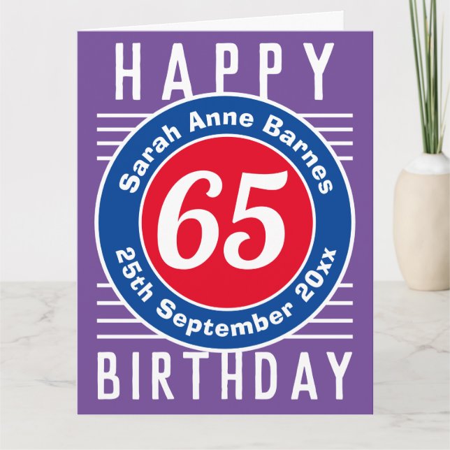 Carte d'anniversaire avec âge, nom et date (Devant)