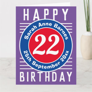Carte d'anniversaire avec âge, nom et date