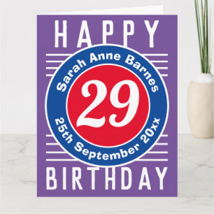 Carte d'anniversaire avec âge, nom et date
