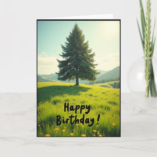 Carte d'anniversaire avec arbre doré (Devant)