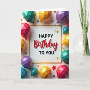 Carte d'anniversaire avec ballon gemme
