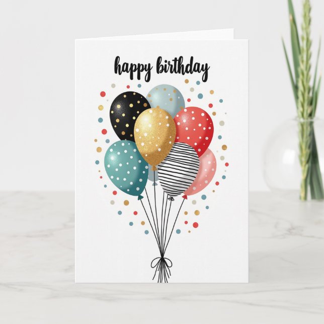 Carte d'anniversaire avec ballon pailleté (Devant)