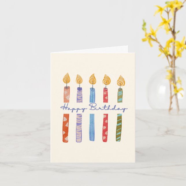Carte d'anniversaire avec ballons et bougies (Fleur jaune)