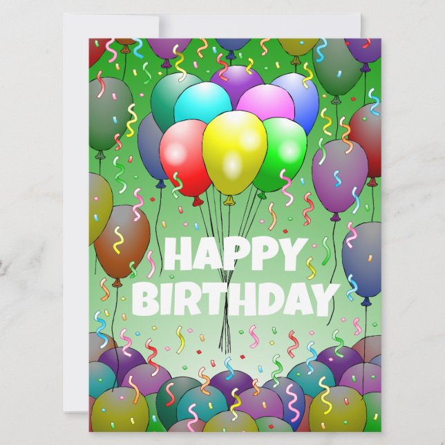 Carte d'anniversaire avec ballons et confettis (Devant)