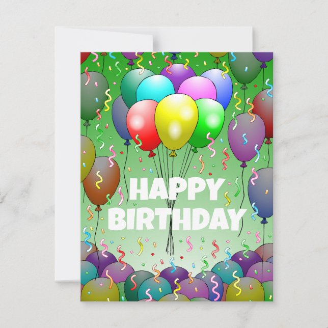 Carte d'anniversaire avec ballons et confettis (Devant)