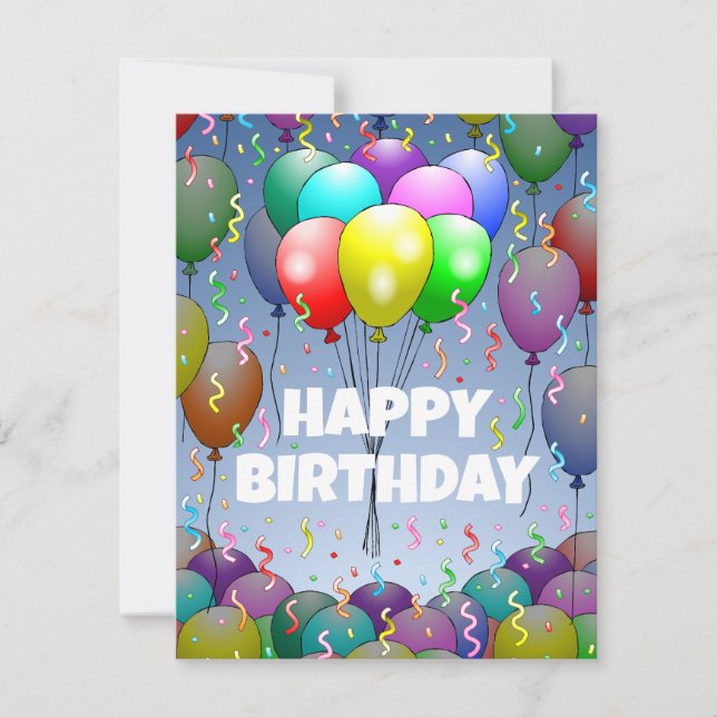 Carte d'anniversaire avec ballons et confettis (Devant)