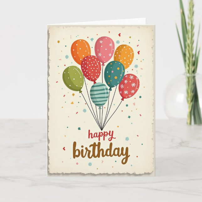 Carte d'anniversaire avec ballons illustrés (Devant)