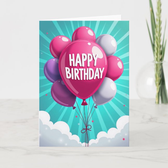 Carte d'anniversaire avec ballons joyeux (Devant)