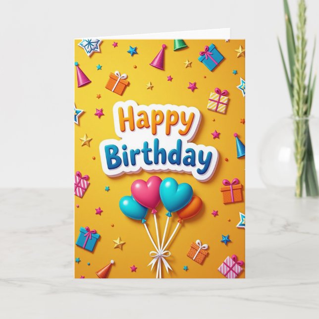 Carte d'anniversaire avec ballons joyeux (Devant)
