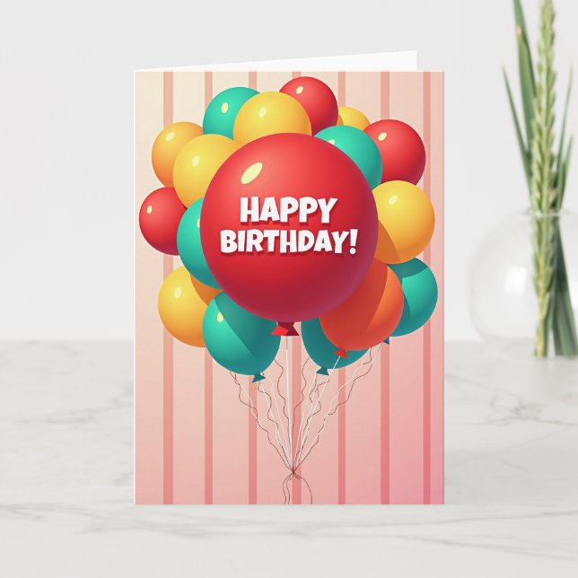 Carte d'anniversaire avec ballons qui éclatent (Devant)